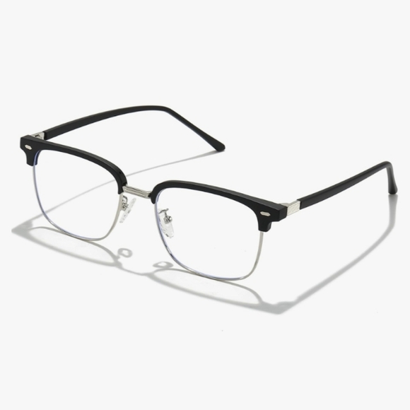 Blue Light Blocking Anti Eyestrain Lens Eyeglasses Semi Rimless Silver - Picture 6 of 6